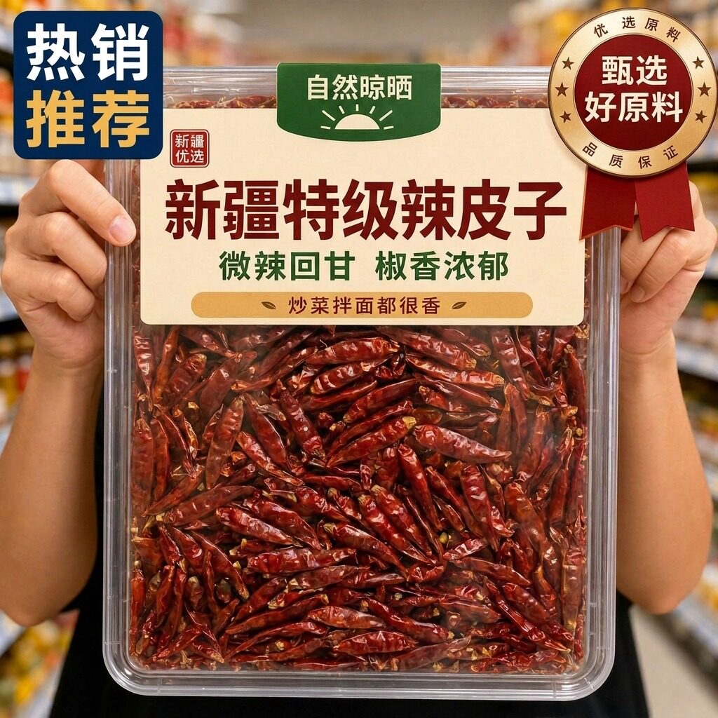 正宗新疆特产辣皮子拌面大盘鸡特级自然晾晒干辣椒官方旗舰店当季