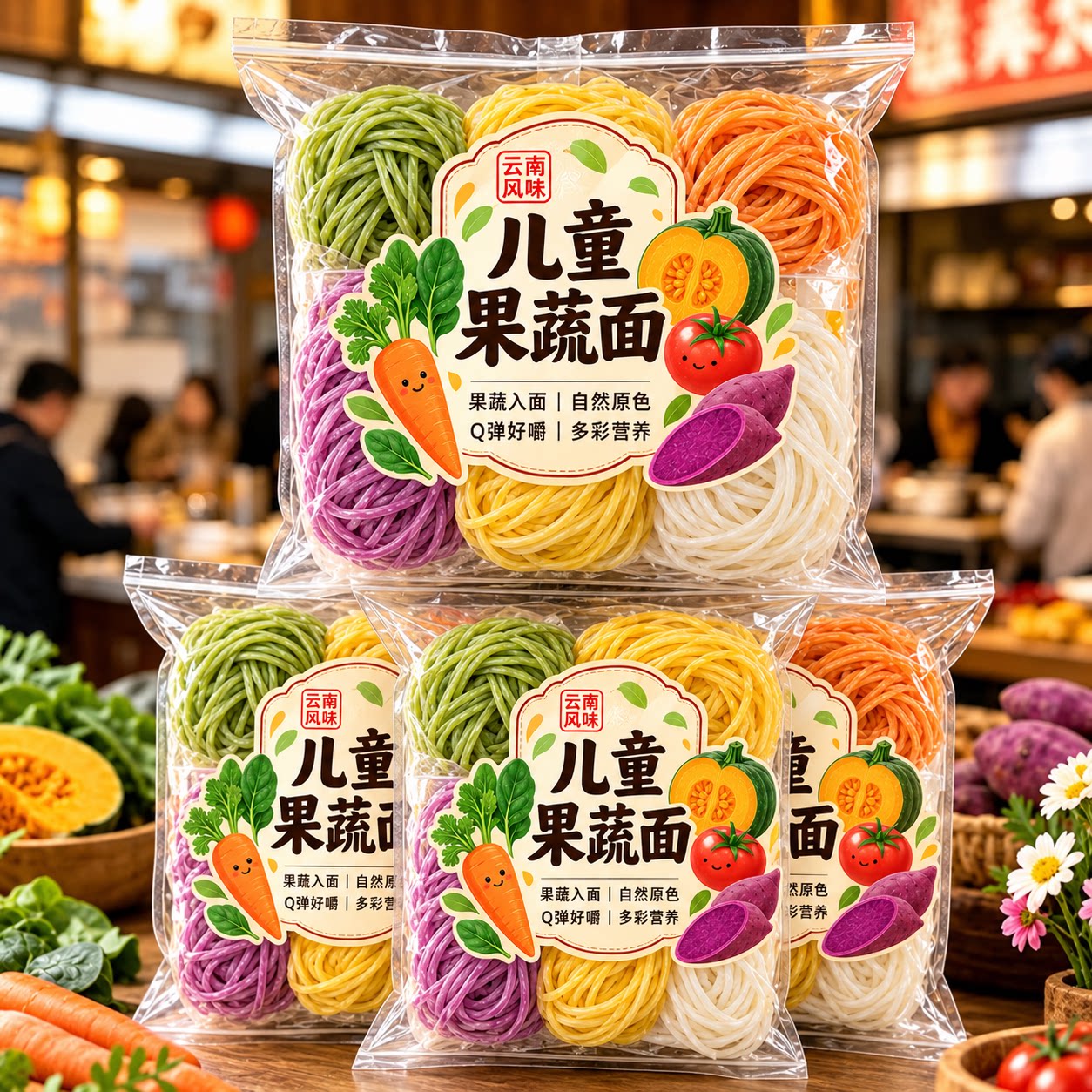 天猫甄选!儿童营养果蔬面龙须面无盐蔬菜面营养粗粮宝宝辅食代餐