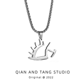 赵雷同款 项链吊坠 小刺猬项链吊坠钛钢理想LOGO项链音乐节挂件个性