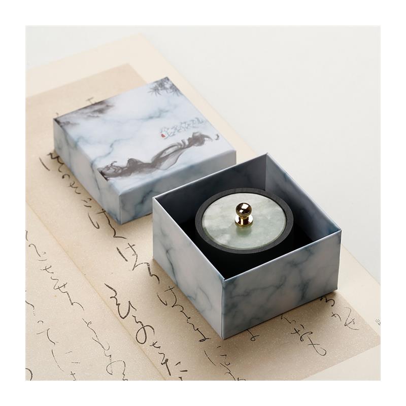 小墨罐小楷用玉石盖砚台 玲珑防蒸发火锅砚文房原石墨池墨海存墨