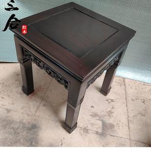 中式 鼓凳 黑檀实木四方凳 板凳 红木家用八仙凳 餐桌凳 休闲凳