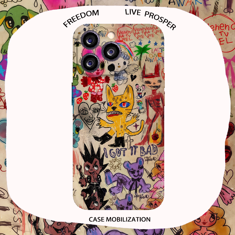 恶搞趣味涂鸦狂欢派对菲林全包手机壳适用苹果17nova14华为p80mate70pro小米15opporeno9vivo荣耀400iPhone16