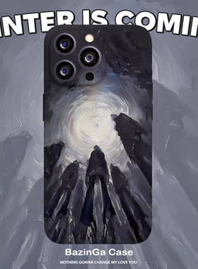 黑色抽象油画淡漠世界菲林全包手机壳适用苹果15nova12华为p60mate60pro小米14opporeno9vivo荣耀100iPhone14