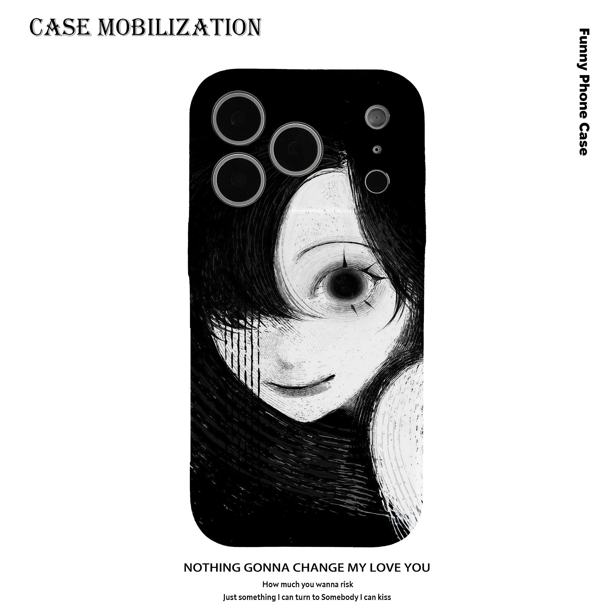 黑白伊藤润二漫画富江菲林全包手机壳适用苹果17nova14华为p80mate70小米17pporen14ovivo荣耀4