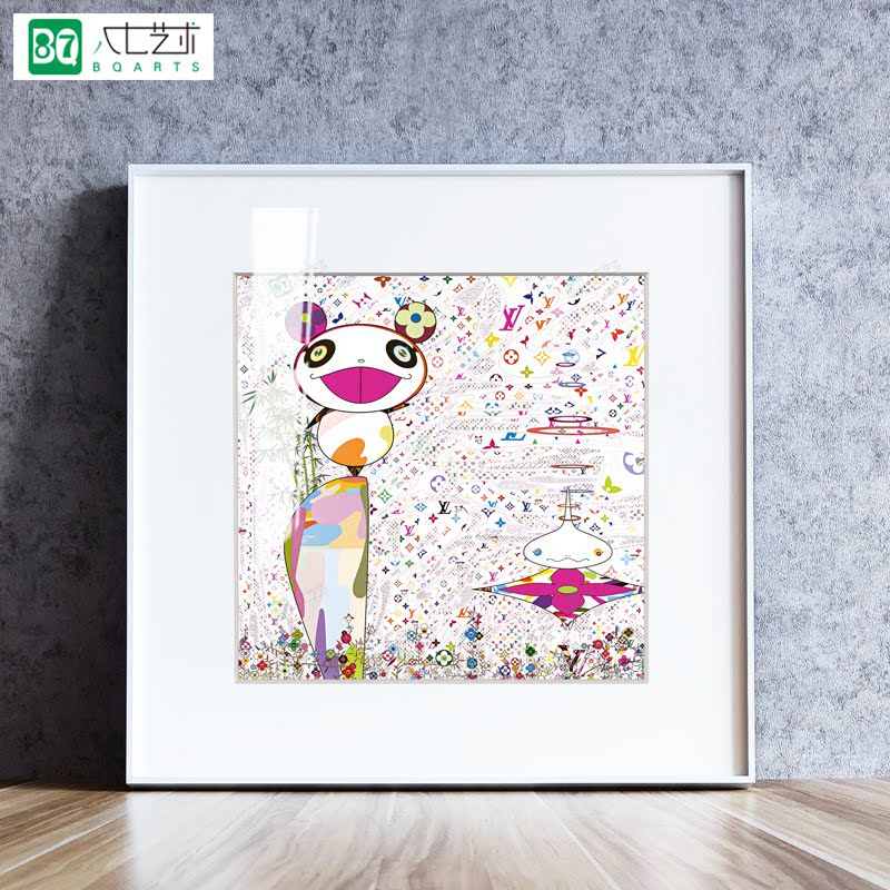 太阳花装饰画小众艺术画客厅卧室挂画现代轻奢装饰日本村上隆版画