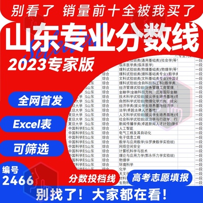 山东省2023年高考志愿填报数据专业录取分数投档线Excel表电子版