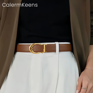CalermKeens皮带女真皮高级感自动扣懒人腰带2026新款 设计感小众