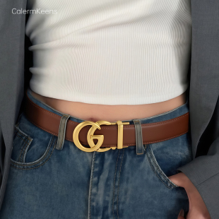 百搭正品 时尚 小众真皮腰带 配牛仔裤 CalermKeens女士皮带2026新款