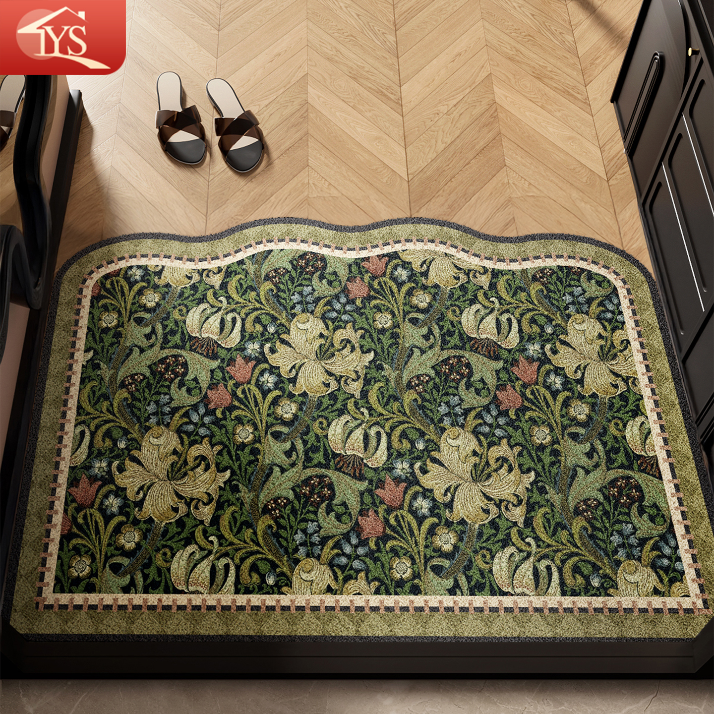 中古风入户门地垫2025新款丝圈防滑地毯脚垫进门门口蹭土门垫高级