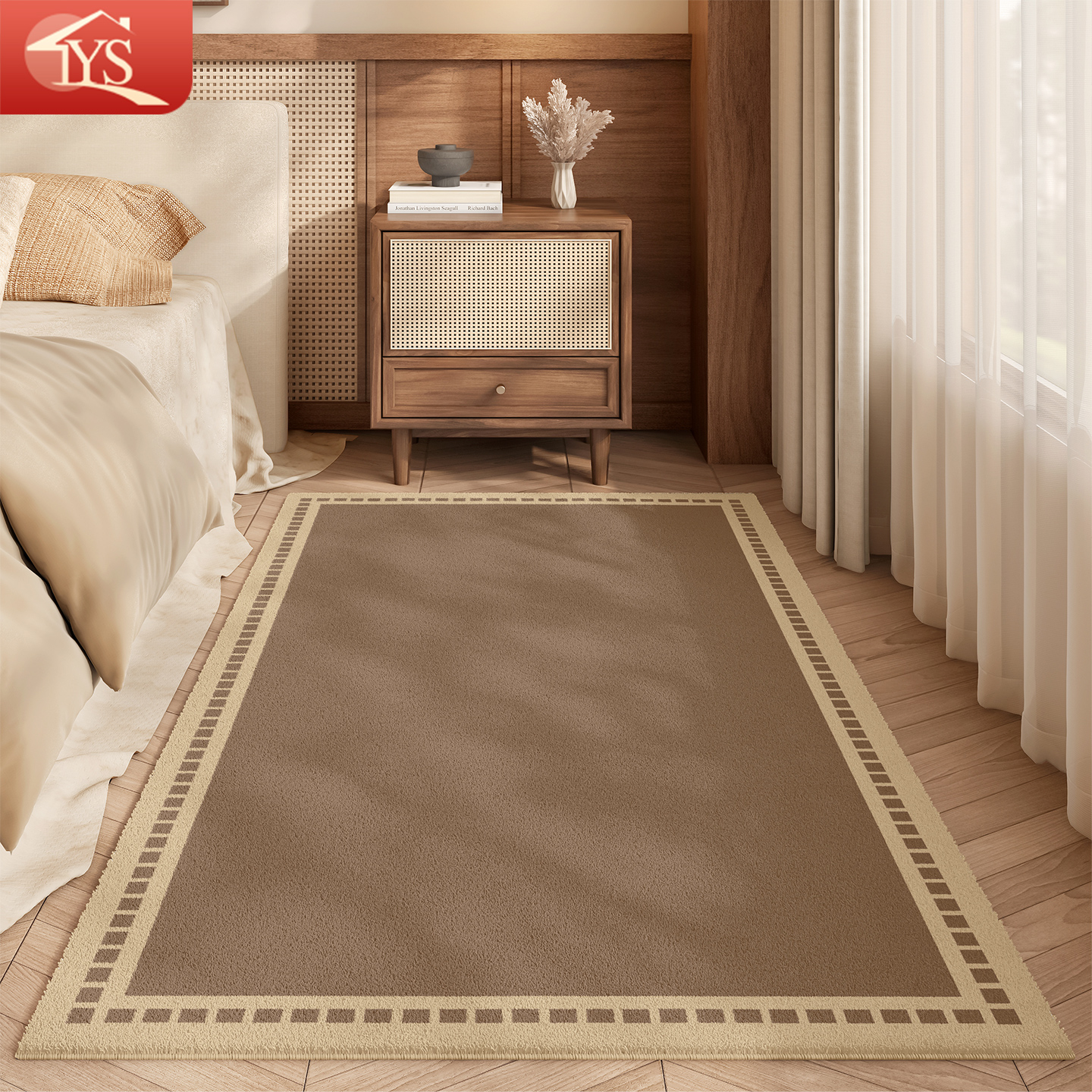 卧室床边地毯软垫侘寂风