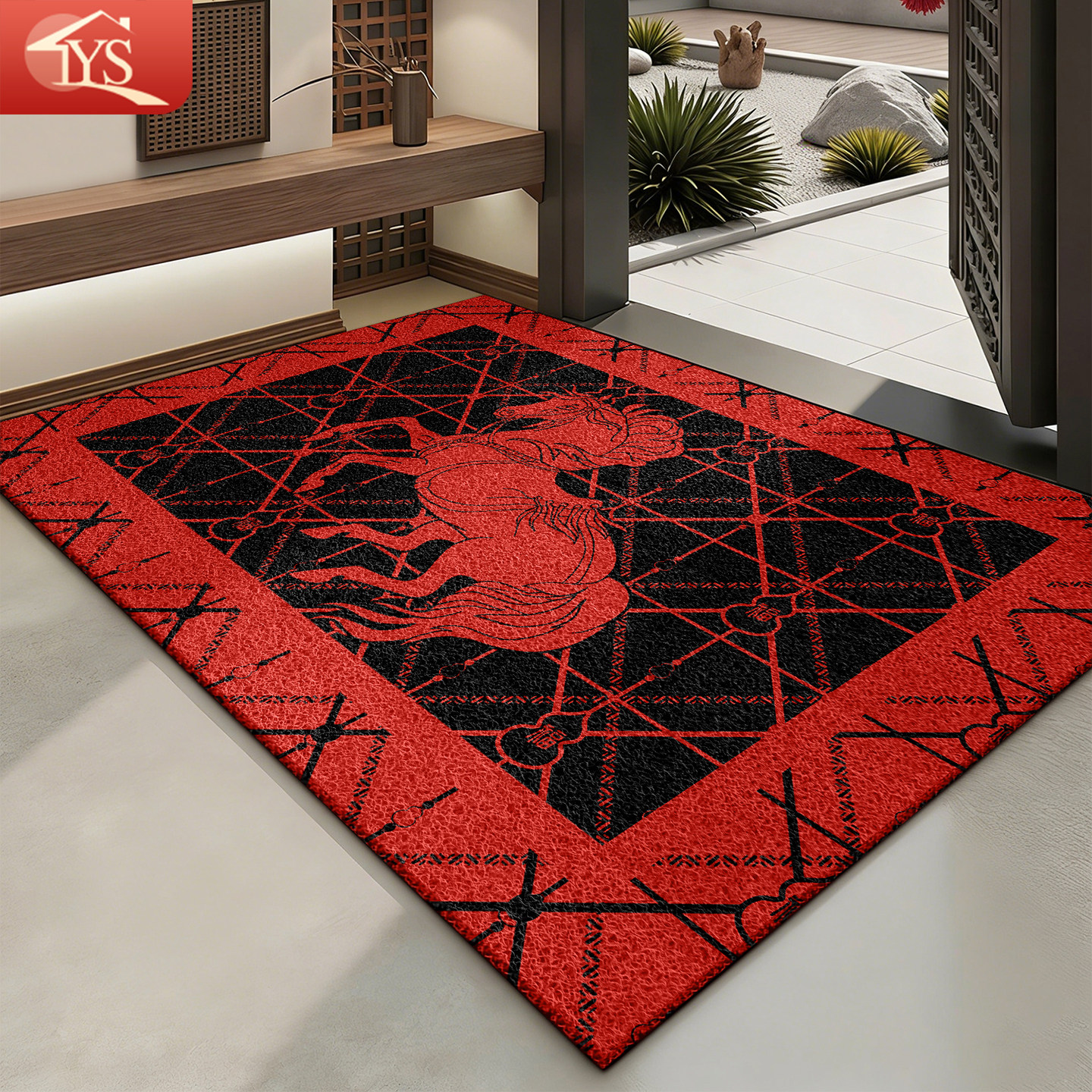 中式入户门地垫红色丝圈进门防滑脚垫大门口喜庆门垫室外专用地毯,居家布艺,入户地垫,淘宝优惠券,粉丝福利购,淘宝优惠卷