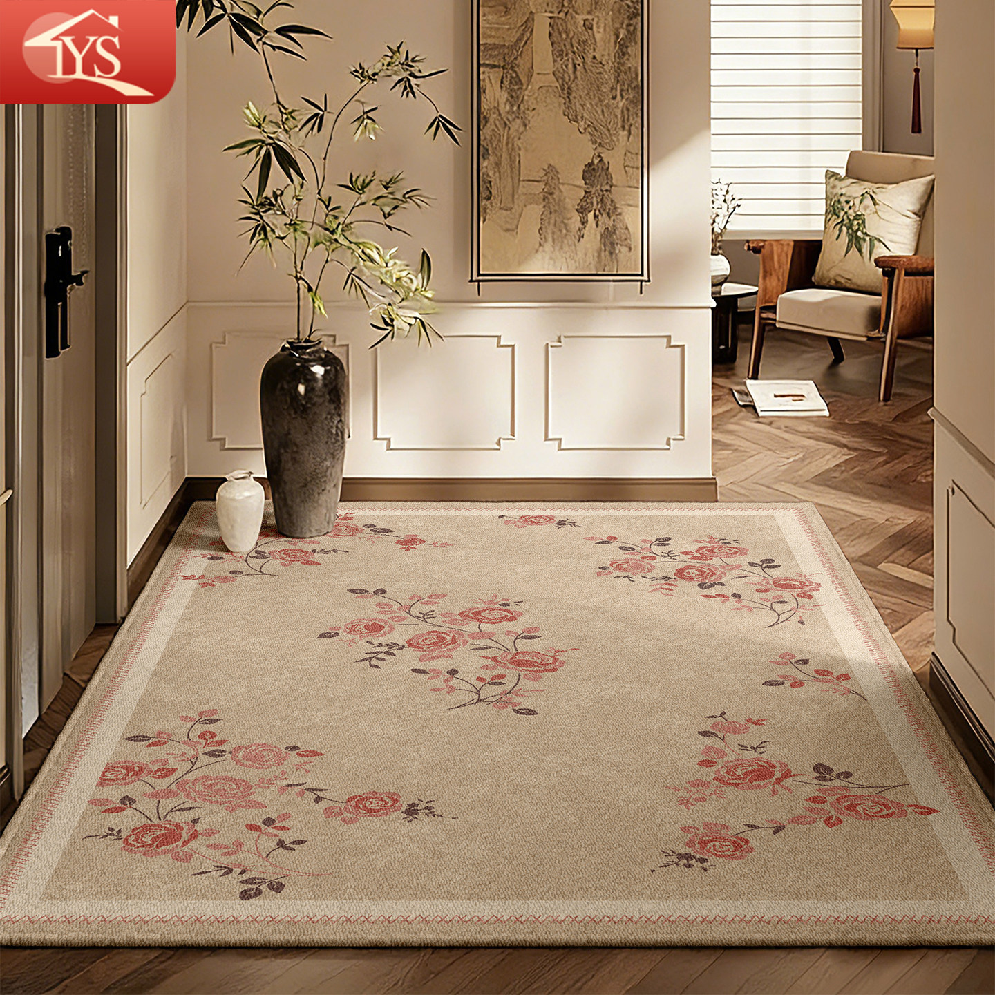 新中式入户门地垫进门门垫门口玄关防滑脚踏垫高级感除尘耐脏地毯,居家布艺,入户地垫,淘宝优惠券,粉丝福利购,淘宝优惠卷