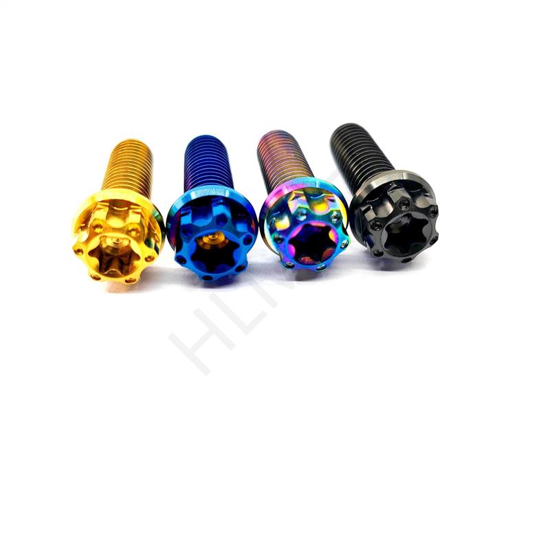 TC4钛合金螺丝-法兰11-内外梅花法兰头-M6系列10.9级不生锈HLMET