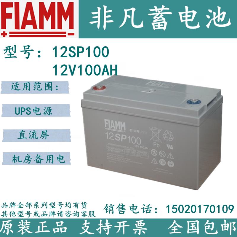 FIAMM蓄电池12V100AH铅酸免维护12SP100设备应急UPS电源专用