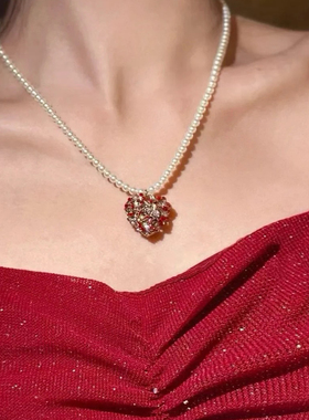 高版本红色新年节日项链耳饰