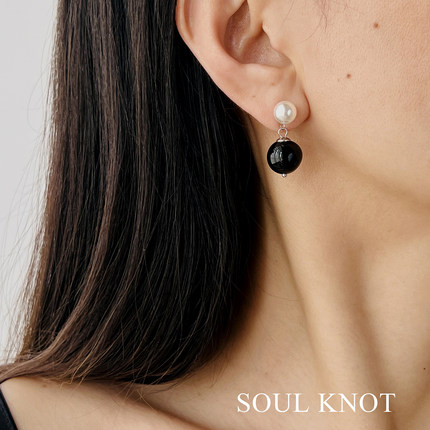 SOUL KNOT小众冷淡风简约黑玛瑙不掉色拼接穿搭个性撞色耳饰