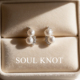 SOUL KNOT 8字亮钻双珠珍珠简约小巧轻奢亮钻百搭大气风耳钉耳饰