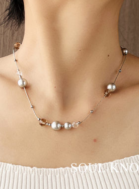 SOUT KNOT满天星真多麻水晶简约精致施家小米珠升级珍珠项链颈链