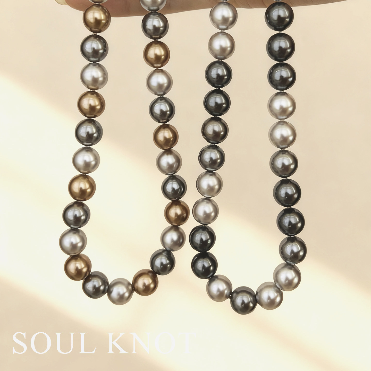 进口定制施家珠混彩大溪地简约高级感小香风撞色轻奢珍珠项链40cm