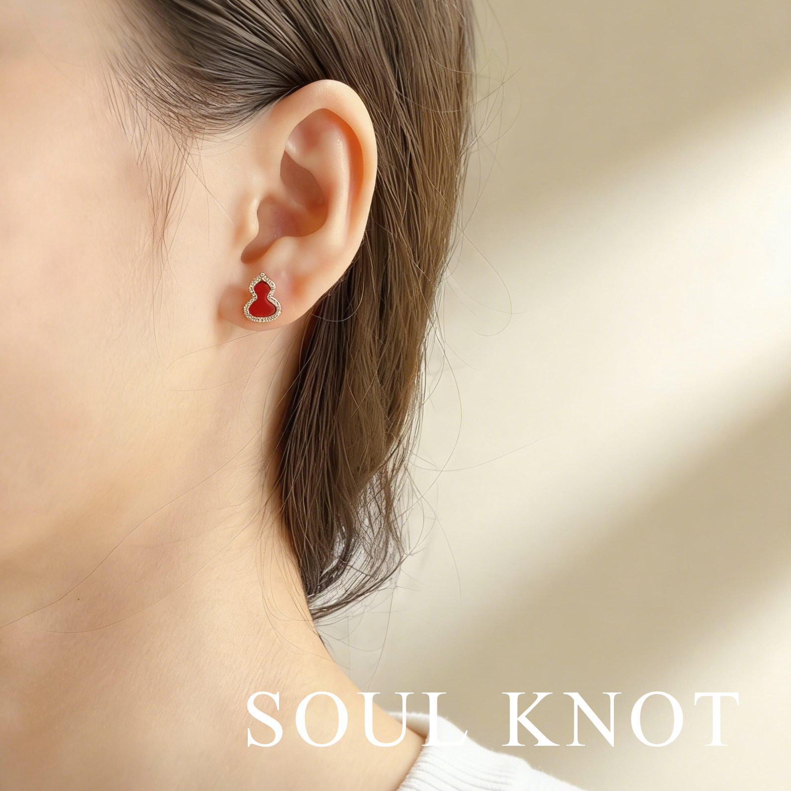 SOUL KNOT 红色新年节日葫芦S925银天然石玛瑙玉髓贝母mini耳钉,饰品/流行首饰/时尚饰品新,银饰耳饰,淘宝优惠券,粉丝福利购,淘宝优惠卷