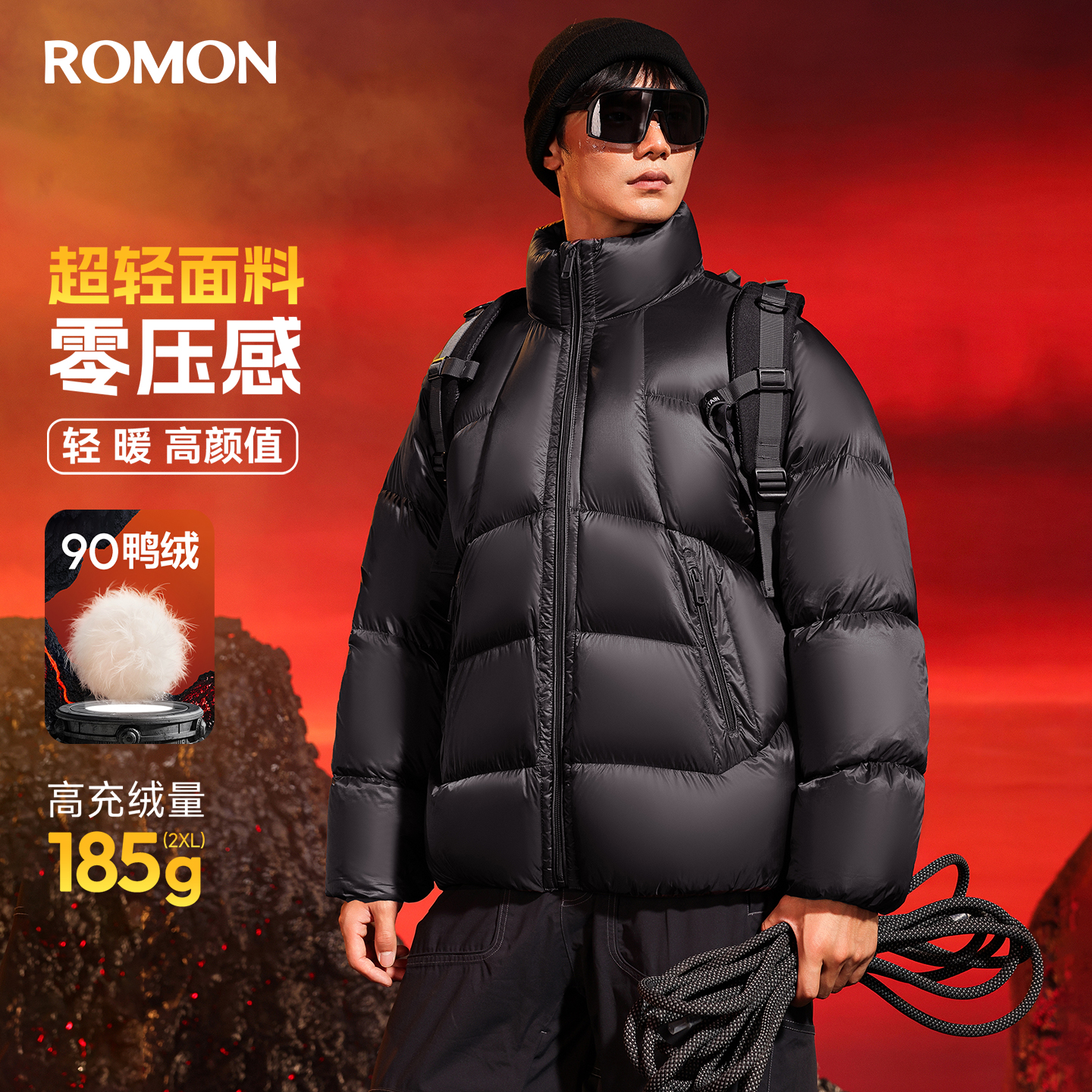 【零压感】罗蒙高充绒羽绒服男女款25冬季新款短款立领面包服外套