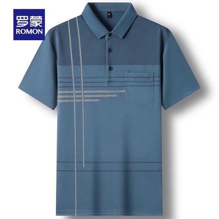 罗蒙父亲节礼物中老年短袖T恤男士2025新款爸爸夏装上衣服POLO衫