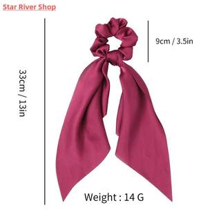 Fashion Solid Color Bow Satin Long Ribbon Ponytail Scarf Hai