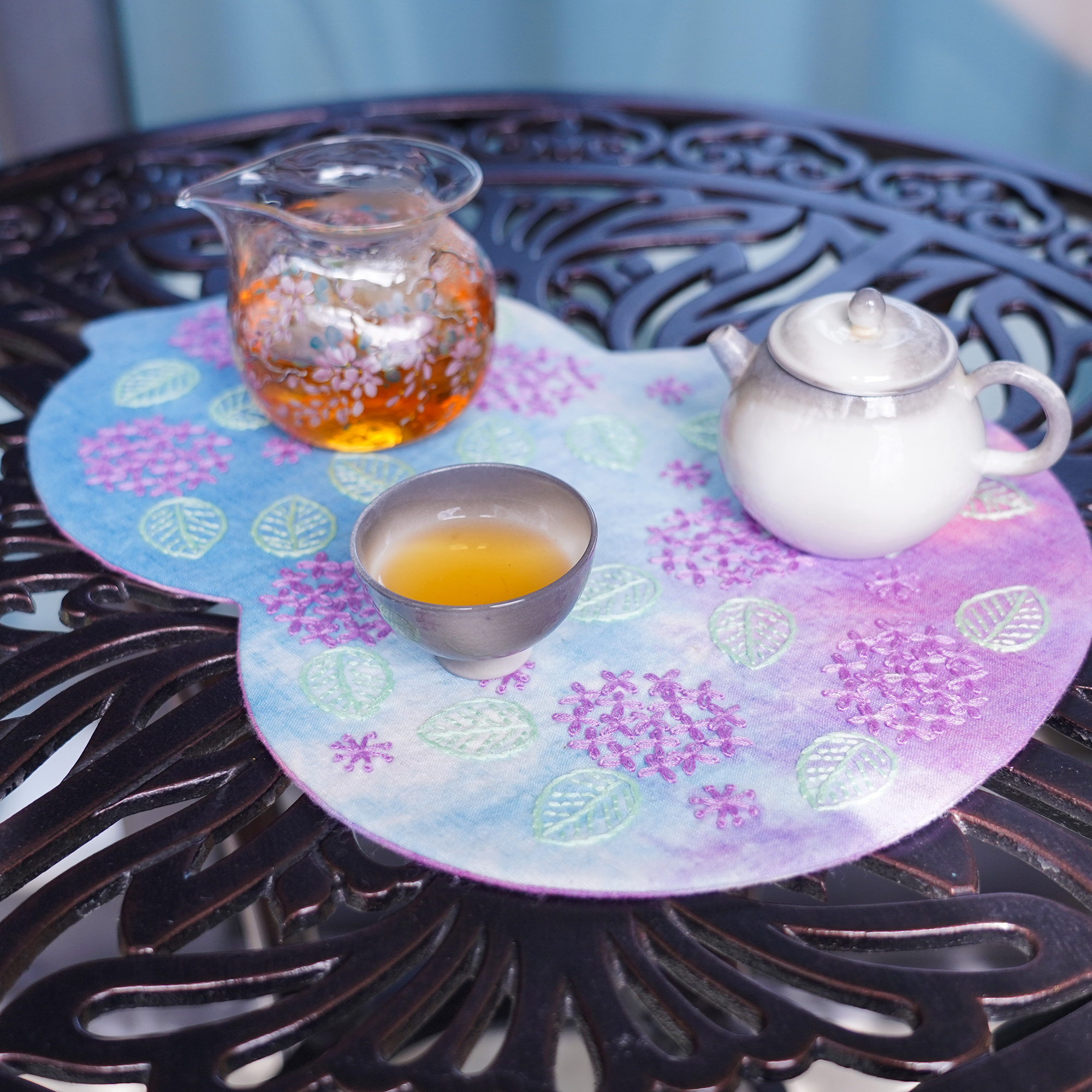 手工刺子绣茶席茶垫大葫芦