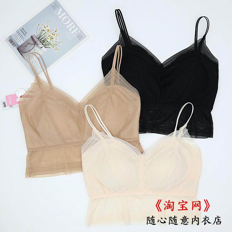 随意美背吊带背心女带胸垫一体蕾丝内搭打底外穿抹胸夏季薄款4062