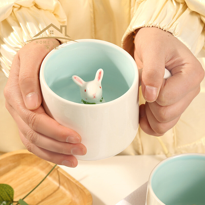 创意陶瓷水杯十二生肖杯中3D立体可爱动物卡通马克杯带手柄咖啡杯