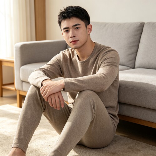都市丽人男士云朵棉保暖秋衣套装