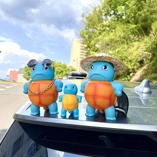 杰尼龟车顶摆件汽车中控台车尾挂件装饰创意车载网红玩偶抖音可爱