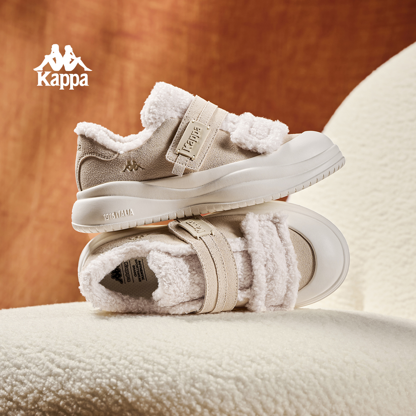 Kappa女鞋加绒厚底板鞋新款
