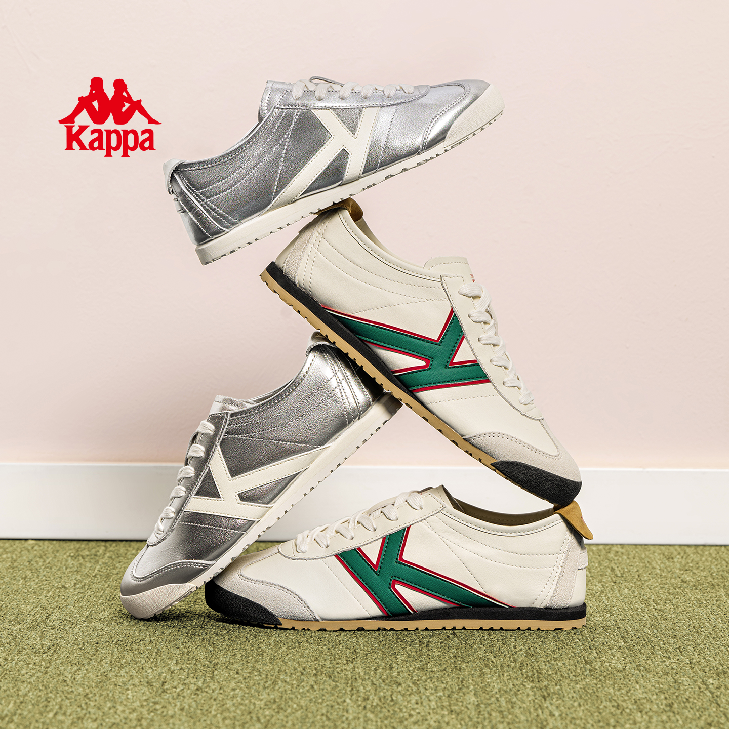 Kappa银色复古德训鞋运动休闲鞋