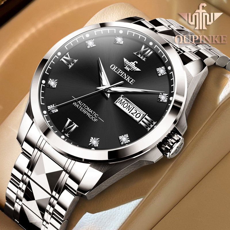 瑞士认证品牌新款日历商务男表进口机芯全自动机械表钢带男款十大