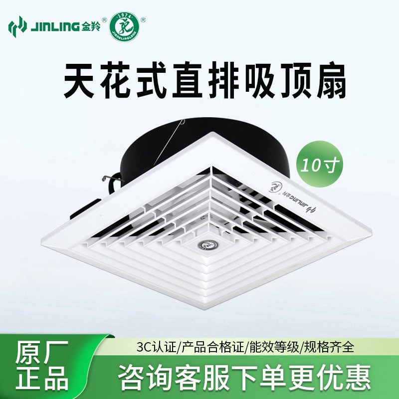 金羚换气扇10寸厨房卫生间强力排气扇天花直排式吸顶扇APT25-4-1