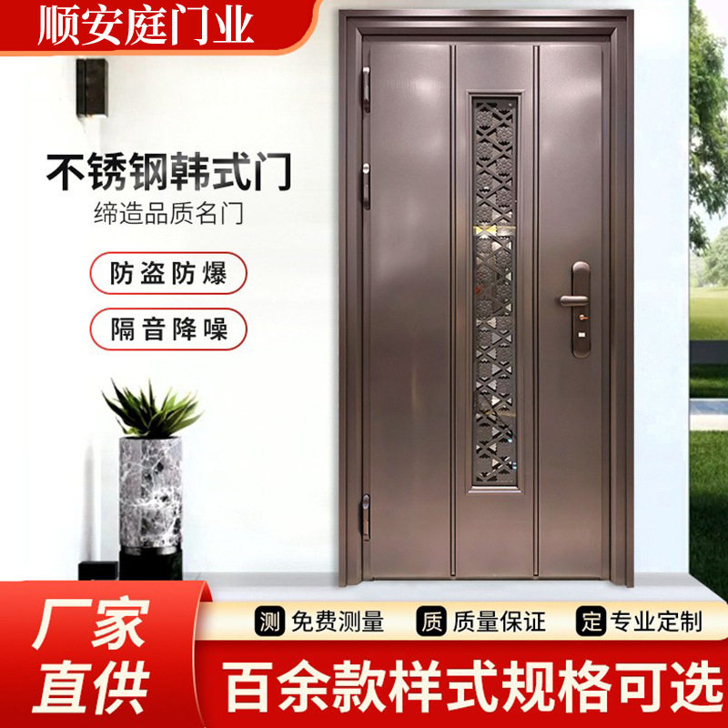 不锈钢防盗入户门进户门家用室内通风门双开大门子母门工程单开门