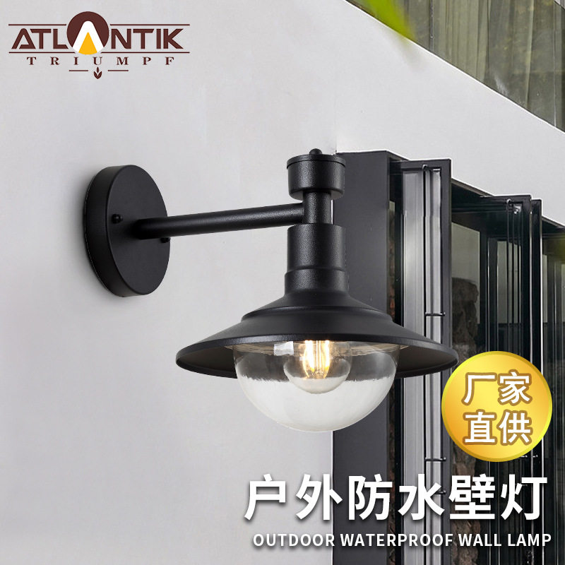 美式户外防水阳台别墅走廊过道大门工业风复古铁艺壁灯外壳套件
