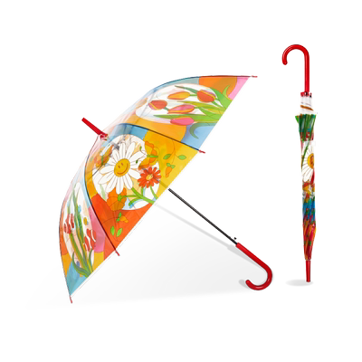 wiggle wiggle透明雨伞长柄小清新加厚学生自动折叠手动塑料防风