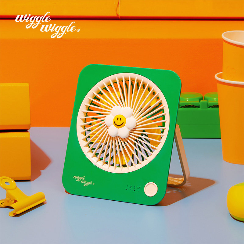 wiggle wiggle桌面风扇USB充电小风扇迷你支架4档调节便携办公室