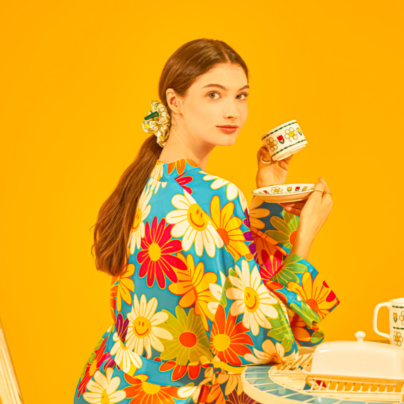 wiggle wiggle缎面宽松月光绸家居服套装可外穿长裤睡衣女秋季