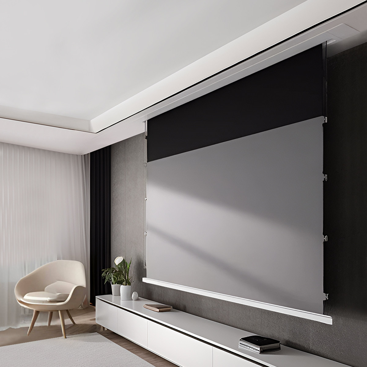 微斯/ vccg嵌入式菲涅尔投影幕布4k超高清家用客厅隐藏天花抗光幕fth