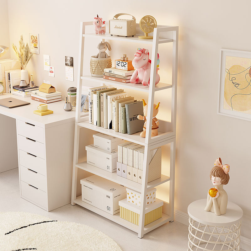 书架置物架落地卧室家用现代简约铁艺收纳展示客厅梯形架子ins风