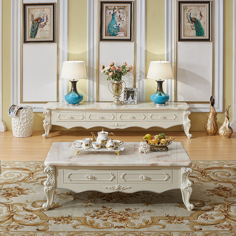 新款电视柜欧式茶几组合沙发客厅小户型大理石面家具套装现代简约