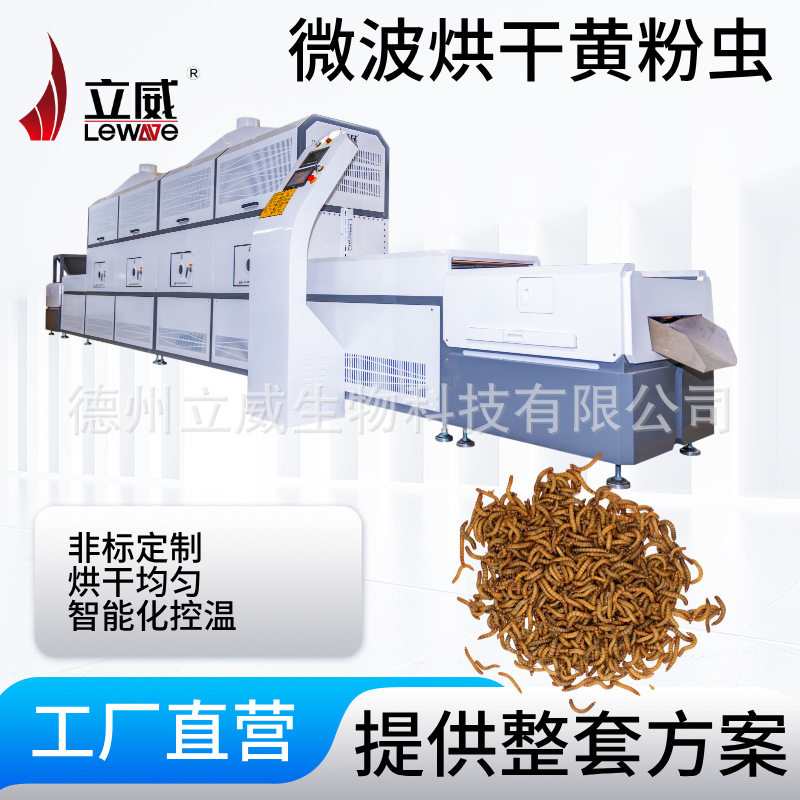 微波干燥设备黑水虻脱水蝗虫烘干设备智能化隧道式机器