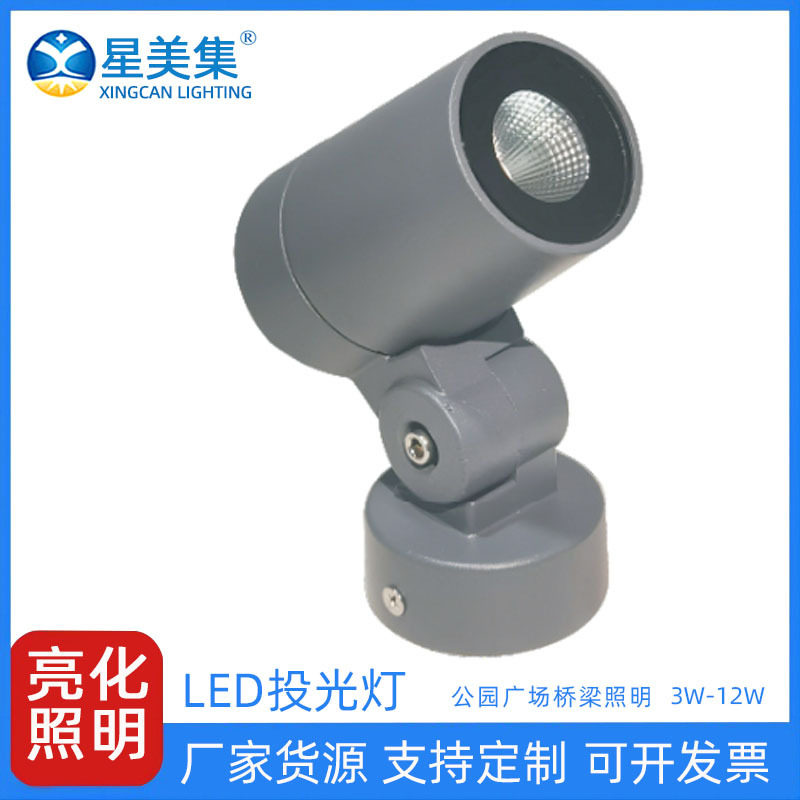 厂家直销LED投光灯5W12W防眩光防水景观亮化工程插地照树投光灯