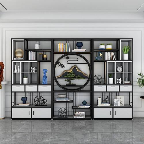 新中式铁艺博古架落地展示隔断