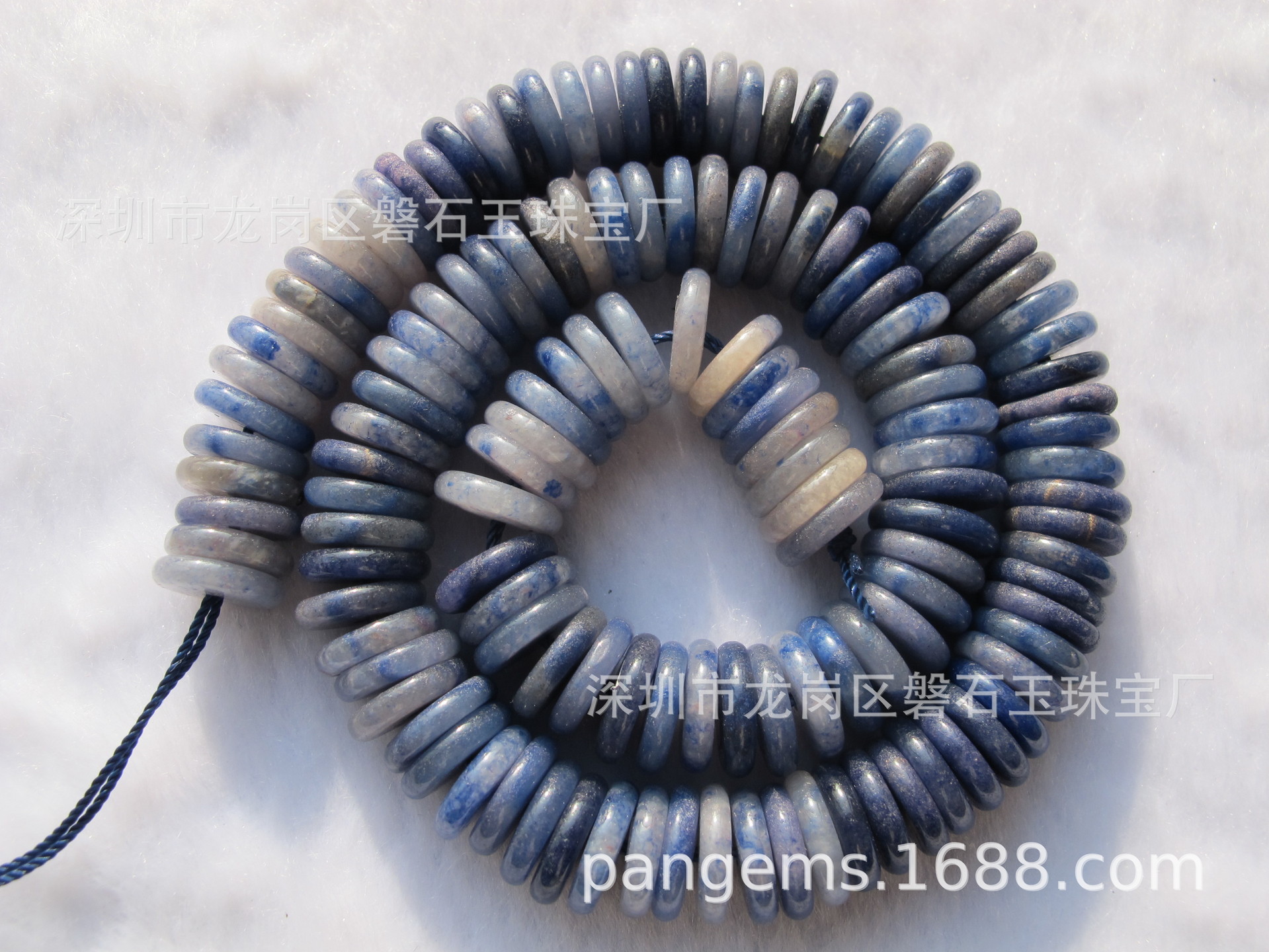 磐石玉珠宝 供应 3*12mm天然蓝东陵扣片隔片纽扣散珠 diy饰品配件
