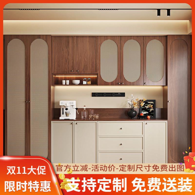 中古餐边柜靠墙一体储物柜客厅置物柜厨房橱柜高柜复古酒柜子