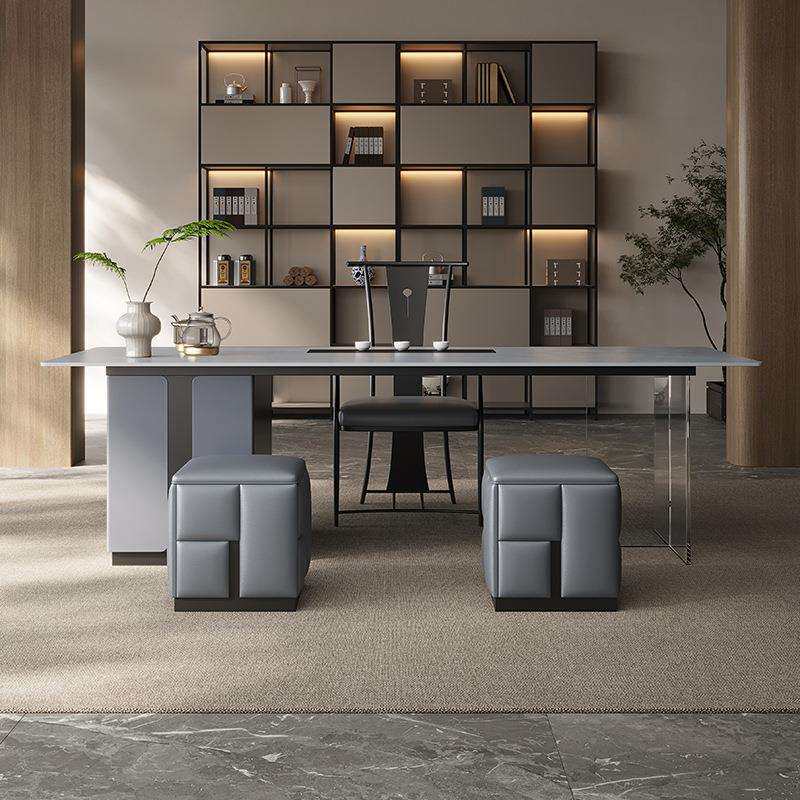 阳台茶桌椅组合家用现代简约别墅办公接待高级感岩板茶台套装一体